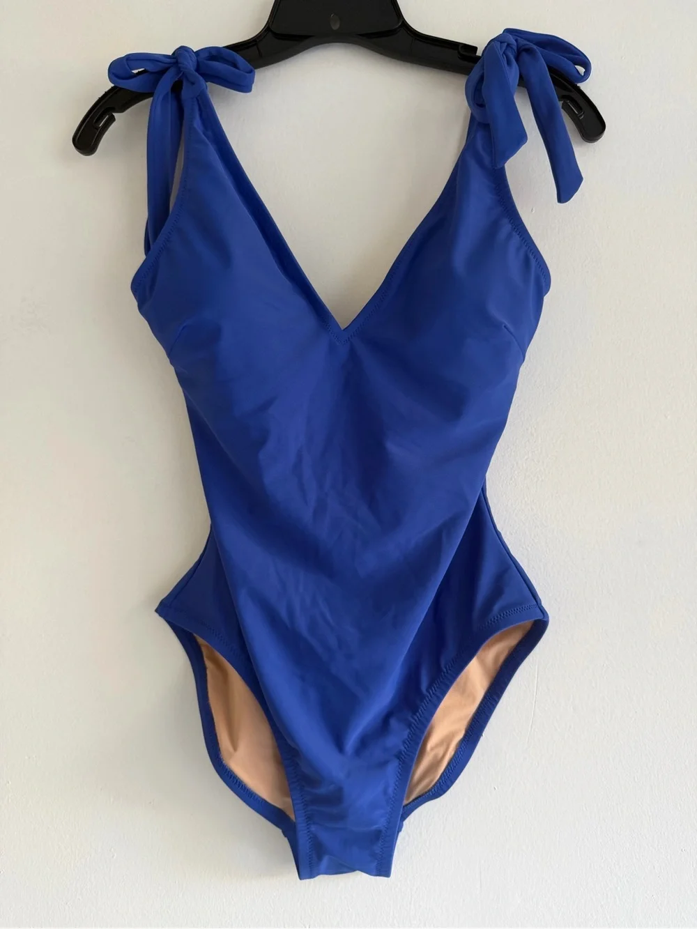 NEW J. Crew Brilliant Blue Tie Shoulder One Piece Swimsuit Small 8640